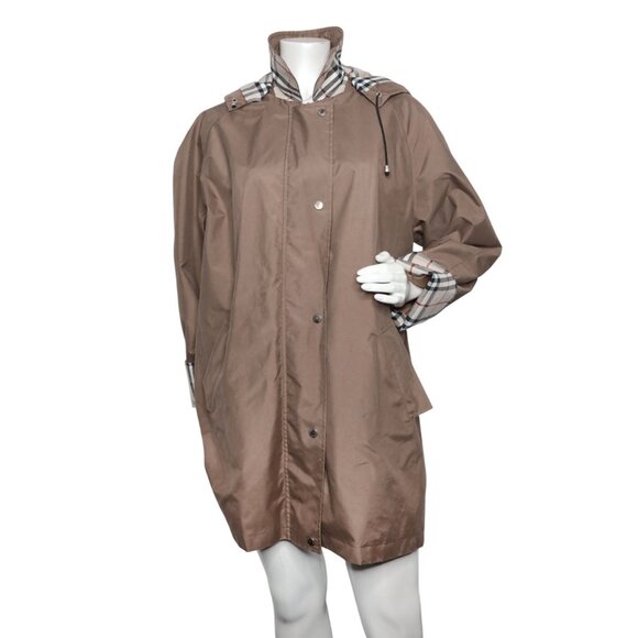 Vintage Burberry Nova Check Trim Rain Jacket Windbreaker Wool Liner Coat Brown - Picture 3 of 16